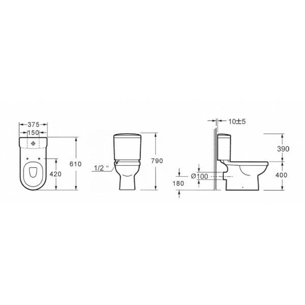 KARAG AMFIPOLIS ROUND (ΠΙΣΩ-ΚΑΤΩ ΣΙΦΟΝΙ) RIMLESS SOFT CLOSE 3/6 Lt