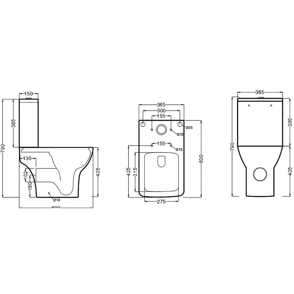 KARAG AMFIPOLIS SQUARE SOFT CLOSE RIMLESS 3/6L