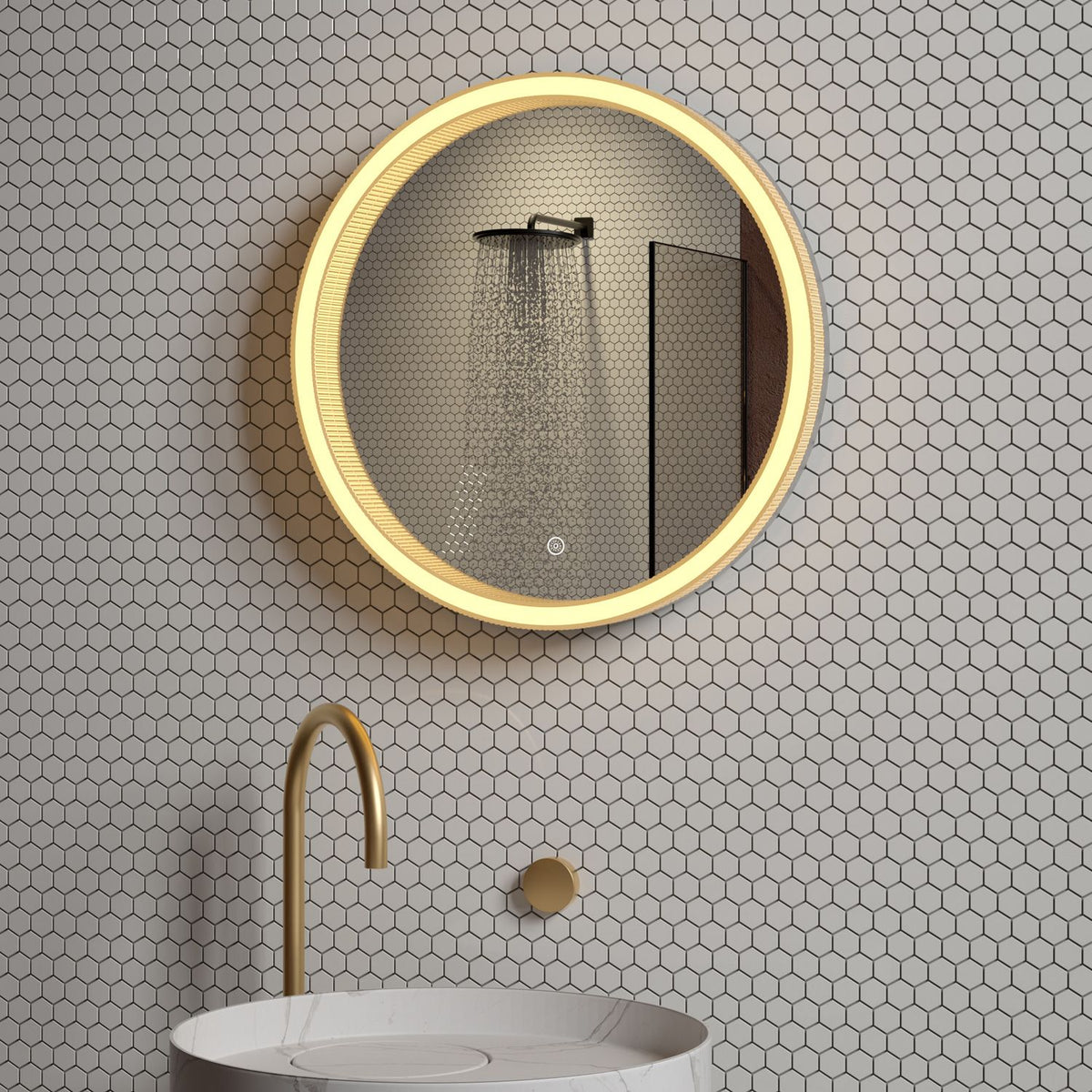 KARAG DRESSY ΚΑΘΡΕΦΤΗΣ GOLD LED (2 ΜΕΓΕΘΗ) (Ρυθμιζομενο φωτισμο 2700°k – 6500°k)