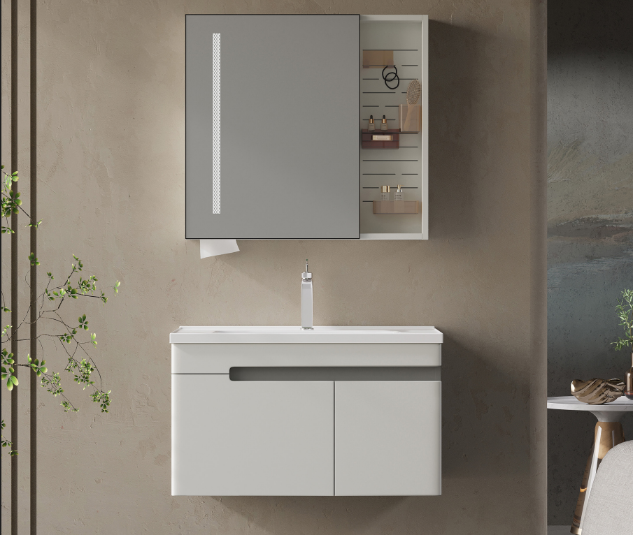 KARAG NESSE ΕΠΙΠΛΟ ΜΠΑΝΙΟΥ LIGHT GREY (2 ΜΕΓΕΘΗ) (ΚΑΘΡΕΦΤΗΣ LED)