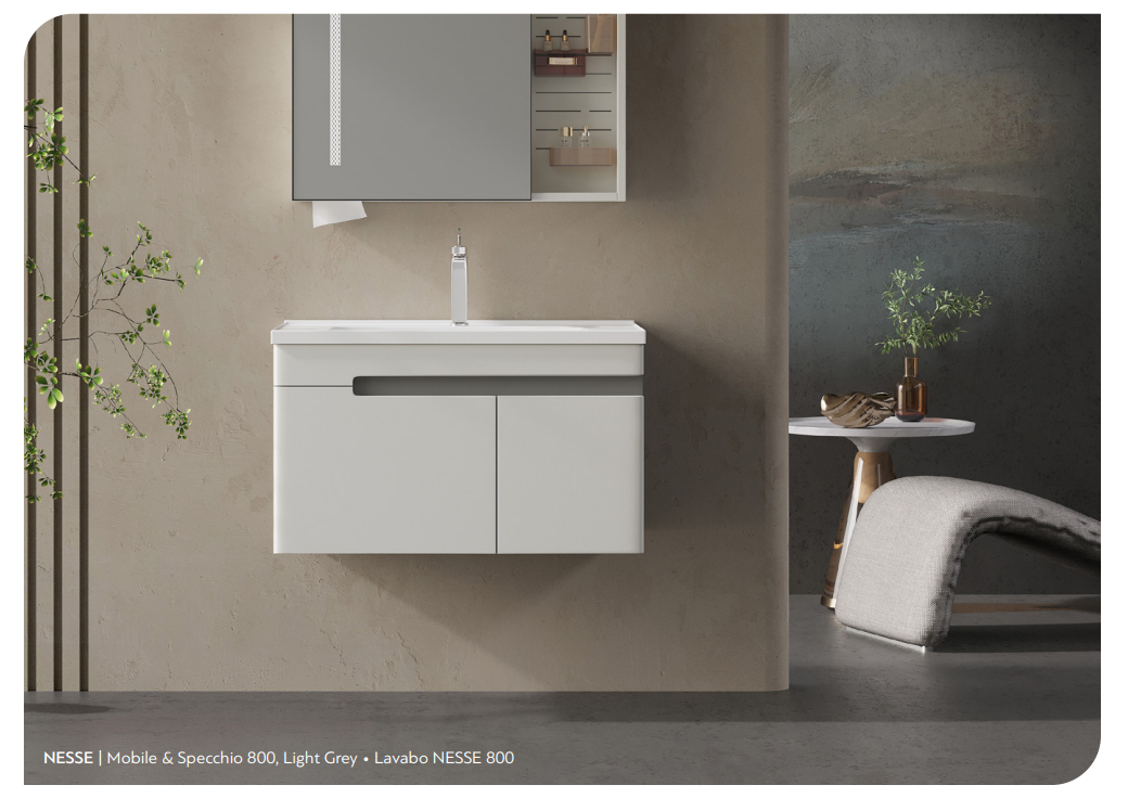 KARAG NESSE ΕΠΙΠΛΟ ΜΠΑΝΙΟΥ LIGHT GREY (2 ΜΕΓΕΘΗ) (ΚΑΘΡΕΦΤΗΣ LED)