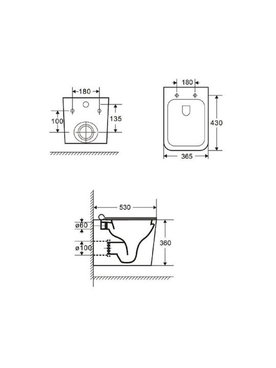 KARAG LT 057E ΚΡΕΜΑΣΤΗ TORNADO RIMLESS SOFT CLOSE