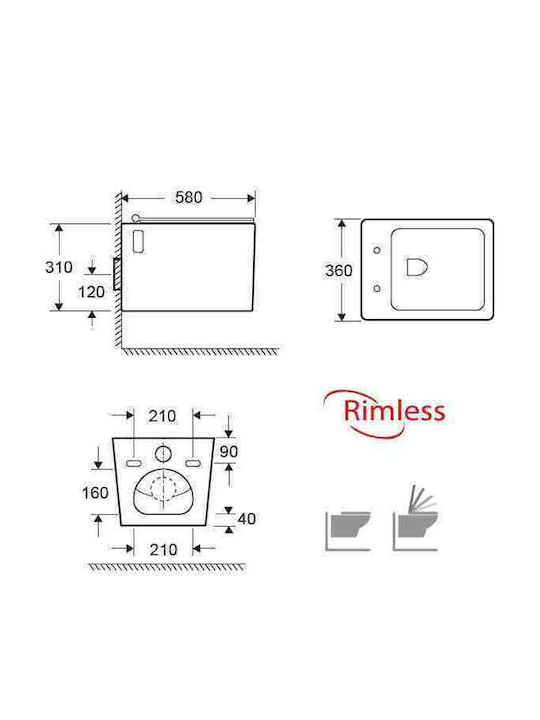 KARAG LT 057E ΚΡΕΜΑΣΤΗ TORNADO RIMLESS SOFT CLOSE
